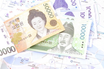 韓国の通貨、ウォンKRWの紙幣
