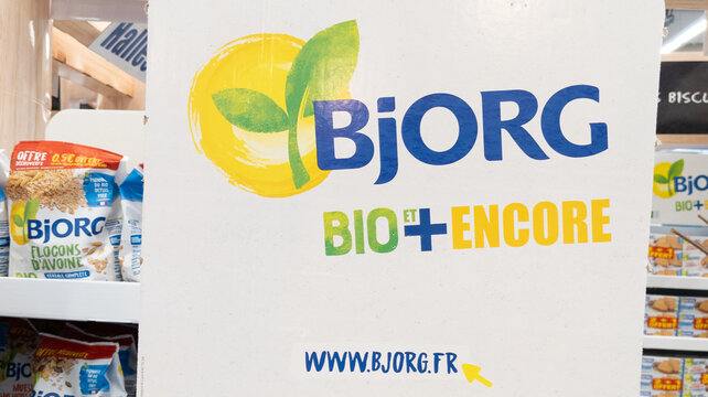 Bjorg sign logo and brand text organic gluten free cookies of French food producer and processer