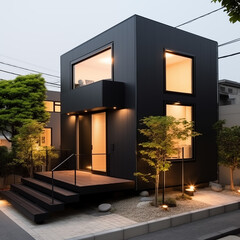 日本のシンプルな木造住宅　黒