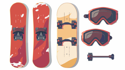 Snowboard sport equipment flat vector isolated on white
