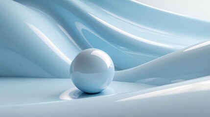 Physics: A 3D vector illustration of a ball rolling down a ramp