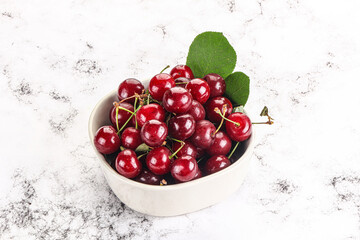 Ripe sweet juicy cherry heap