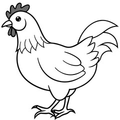 chicken vector illustration with line art.