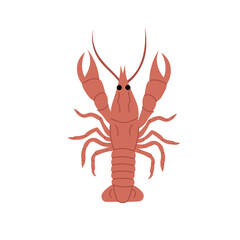Crayfish in flat style on a white background, emblem, logo.