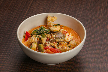 Thai red spicy curry with chicken