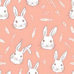 Cute Pink Bunny seamless Pattern