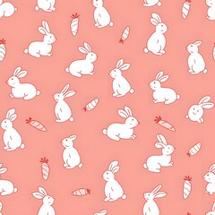 Cute Pink Bunny seamless Pattern