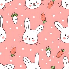 Cute Pink Bunny seamless Pattern