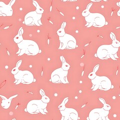 Cute Pink Bunny seamless Pattern