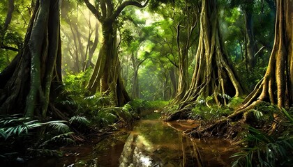 amazon rain forest beautiful trees in green summer