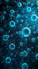 Obraz premium Microorganism rendering medical background, abstract microscopic world of bacteria or viruses