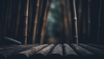 empty wooden and blurred nature bamboo forest background