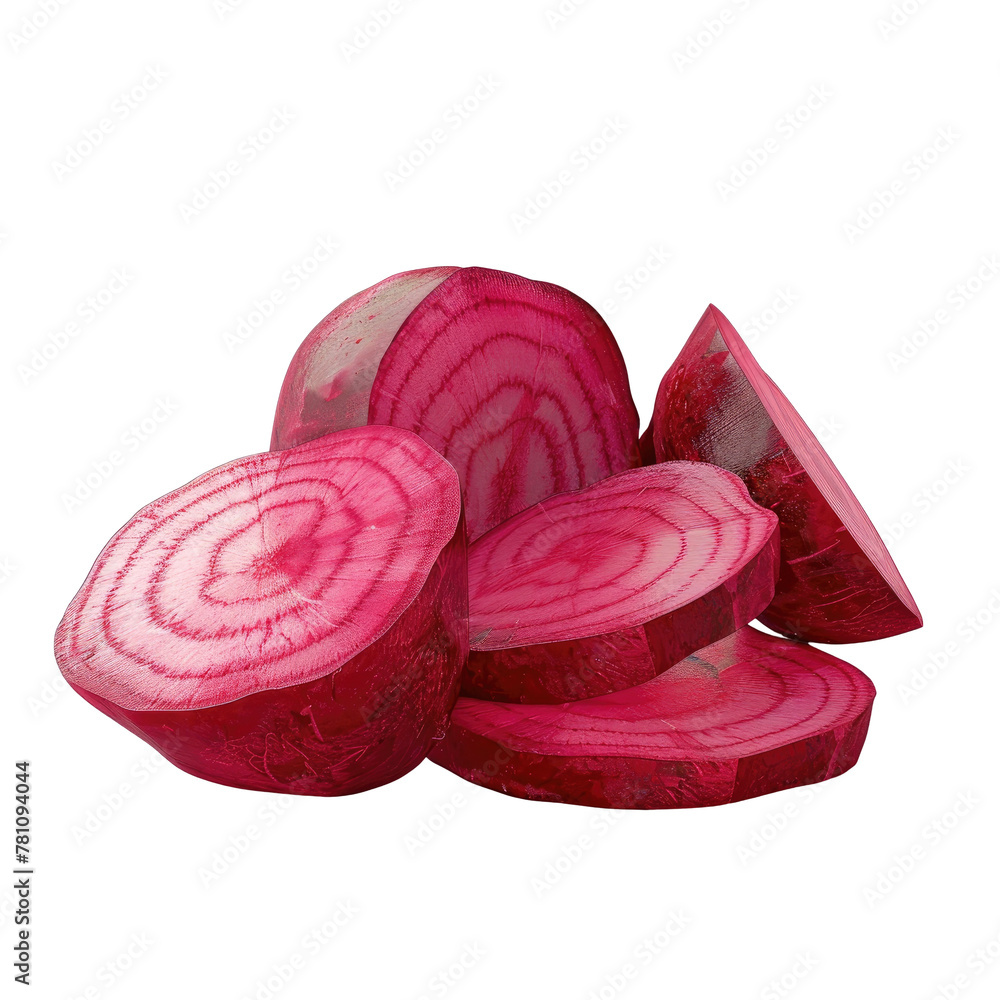 Poster Sliced red onions on a Transparent Background