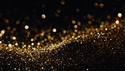 abstract background with golden glitter effects on black background golden glitter for overlay in...