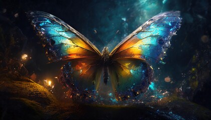 a mystical fantasy butterfly with shimmering wings