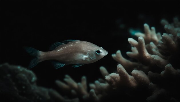 small fish live in coral reefs photography made with generative ai