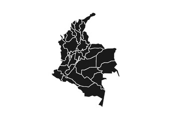 Mapa negro de Colombia en fondo blanco. © Gabrieuskal