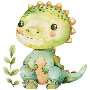 recommend clip art: Cute pink dinosaur, watercolor clip art