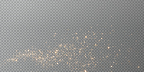Christmas background. Powder dust light PNG. Magic shining gold dust. Fine, shiny dust bokeh particles fall off slightly. Fantastic shimmer effect. Vector illustrator.	
