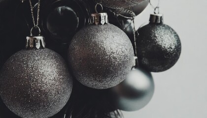 perfect hunging silver christmas balls isolated on a white