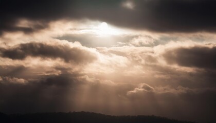 Naklejka na ściany i meble beautiful view of the sun shining through the clouds high quality photo