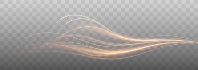 Golden curved light line, rope, tape. Smooth festive gold line png with light effects. Element for your design, advertising, postcards, invitations, screensavers, websites, games.	 - obrazy, fototapety, plakaty
