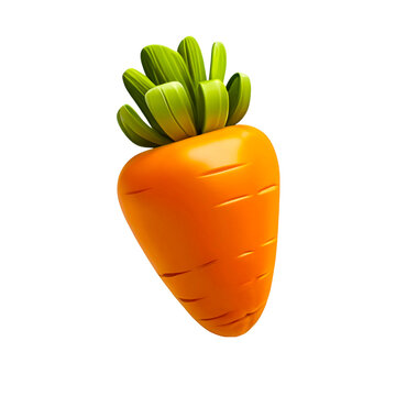 3D Render illustration of carrot on transparent background. Carrot png. Cartoon carrot. Carrot transparent.
