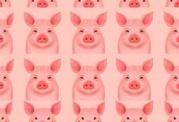 Cute pink piggy seamless pattern
