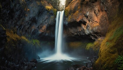 Fototapeta na wymiar fairy falls along columbia gorge oregon