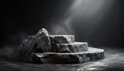 sophisticated grey podium beautiful stone infused scene with a stylish black background