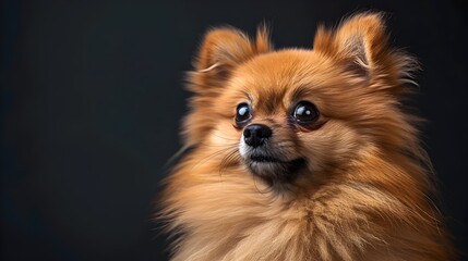 Obraz premium Bright Eyed and Fluffy Pomeranian Showcasing Lively Breed Personality in Close Up Portrait