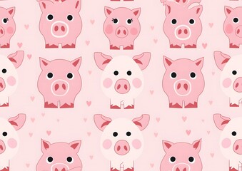 Fototapeta premium Cute pink piggy seamless pattern