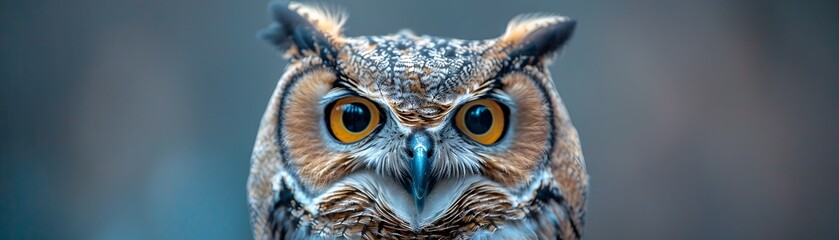 close up of an owl turning its head almost all the way around to highlight the fascinating anatomical adaptations of this bird species - obrazy, fototapety, plakaty