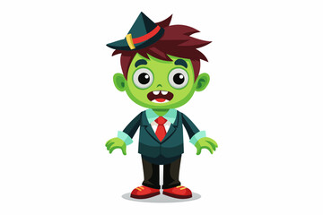  spooky-zombie-student-cartoon-character-vector illustration 