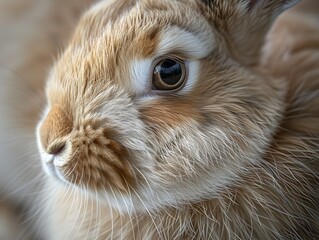 Soft Fluffy Rabbit with Gentle Eyes Showcasing Serene and Comforting Presence in Close up Portrait