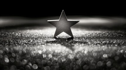 single lone star receiving light from above. One standing star.  Shallow depth of field.