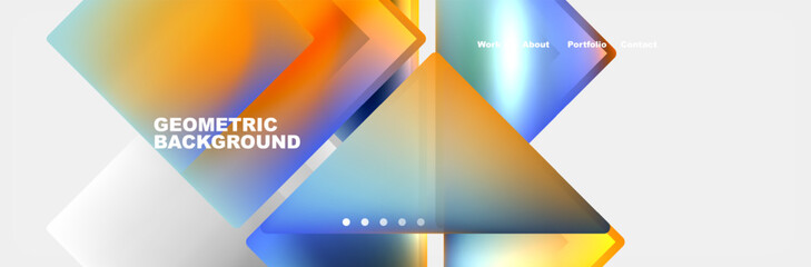 Colorful fluid gradient triangles and squares web site template. Vector Illustration For Wallpaper, Banner, Background, Card, Book Illustration, landing page