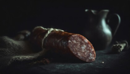 smoked sausage salami isolated