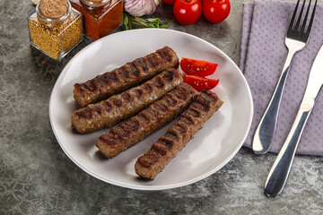 Grilled beef kebab minced meat
