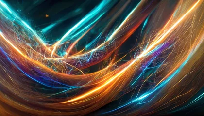 Foto op Canvas energetic neon ribbons with sparkling effects for use in digital art and lively decoration © Robert
