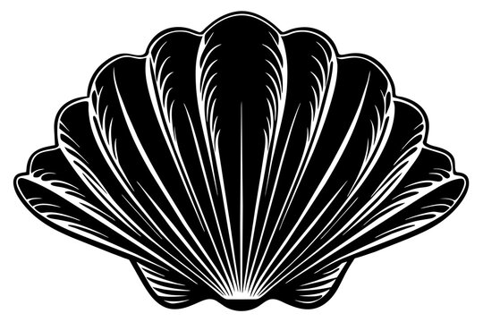 recommend clip art: scallop silhouette vector art illustration