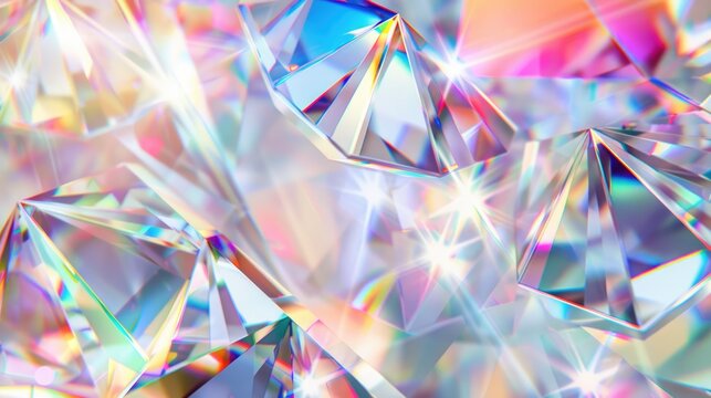 Holographic iridescent diamond texture, abstract crystal background