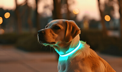 dog collar with LED for pet safety and night visibility , Generative AI 