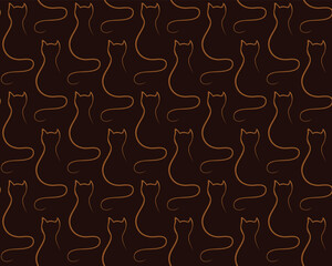 Seamless background with stylized ginger cat. 

