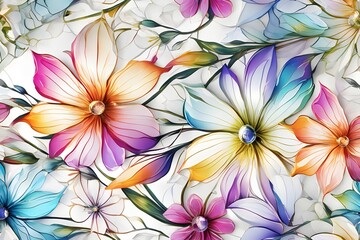 Fototapeta na wymiar Abstract illustration with colorful flowers. Banner, template, postcard, background, poster, wallpaper 