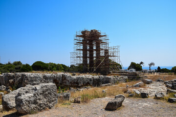 Panorama view on a clear summer day full of sun. Panorama of the island of Rhodes.