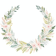 wreath with leaves flora for the wedding. hand draw, invitation vintage style, 