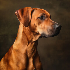 A Rhodesian Ridgeback with a regal demeanor,