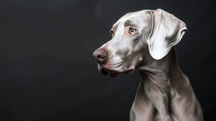 A Weimaraner in a noble pose, showcasing its sleek silver coat and intelligent expression