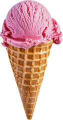 Ice cream scoop in waffle cone cut out png on transparent background